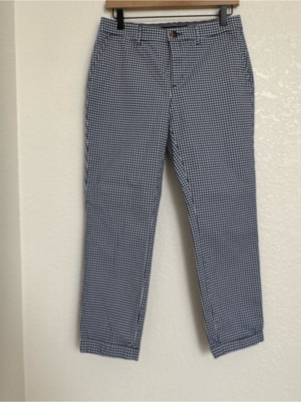 Tommy Hilfiger size 6 Navy & White Micro Gingham Check Skinny Ankle Pants